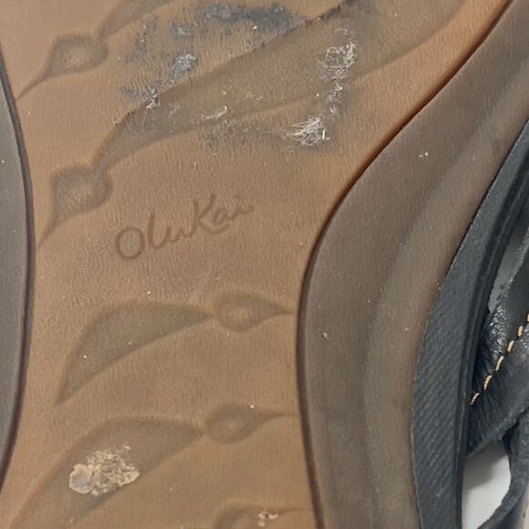 Olukai Black Leather Strappy Thong Sandals Women's 10 Beachy Summer Party - Picture 6 of 14